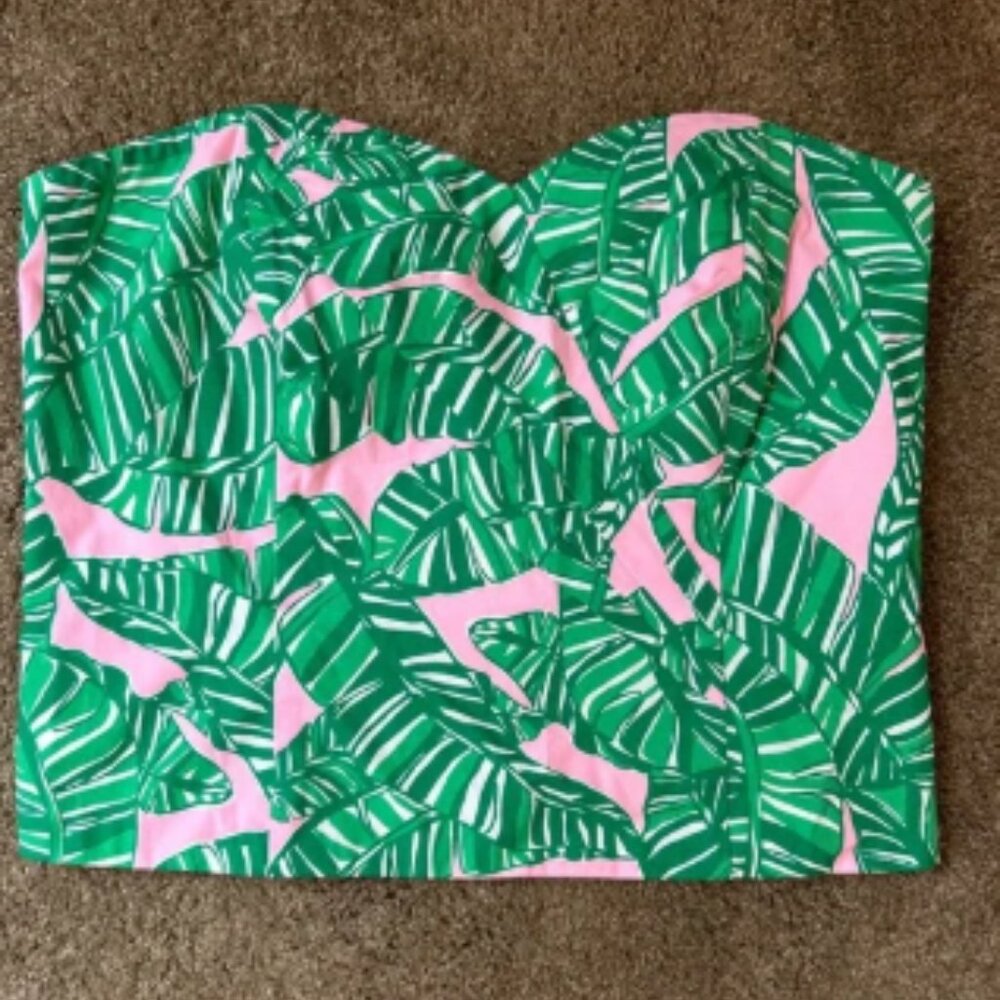 Lilly Pulitzer Kylo Strapless stretch bustier top conch shell pink go bananas 10